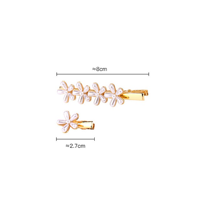 LRC Jepit Rambut Fashion Gold 1 Set Of Flowers And Pearl Hair Clips F52098