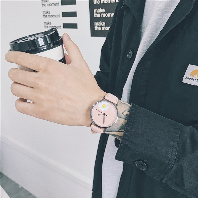 Jam Tangan Analog Quartz Wanita Strap PU Bunga Daisy Kecil Fashion Wanita Import-4