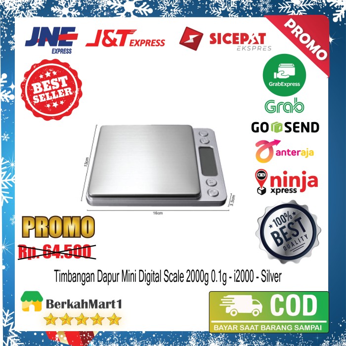 Timbangan Dapur Mini Digital Platform Scale 2000g 0.1g - i2000