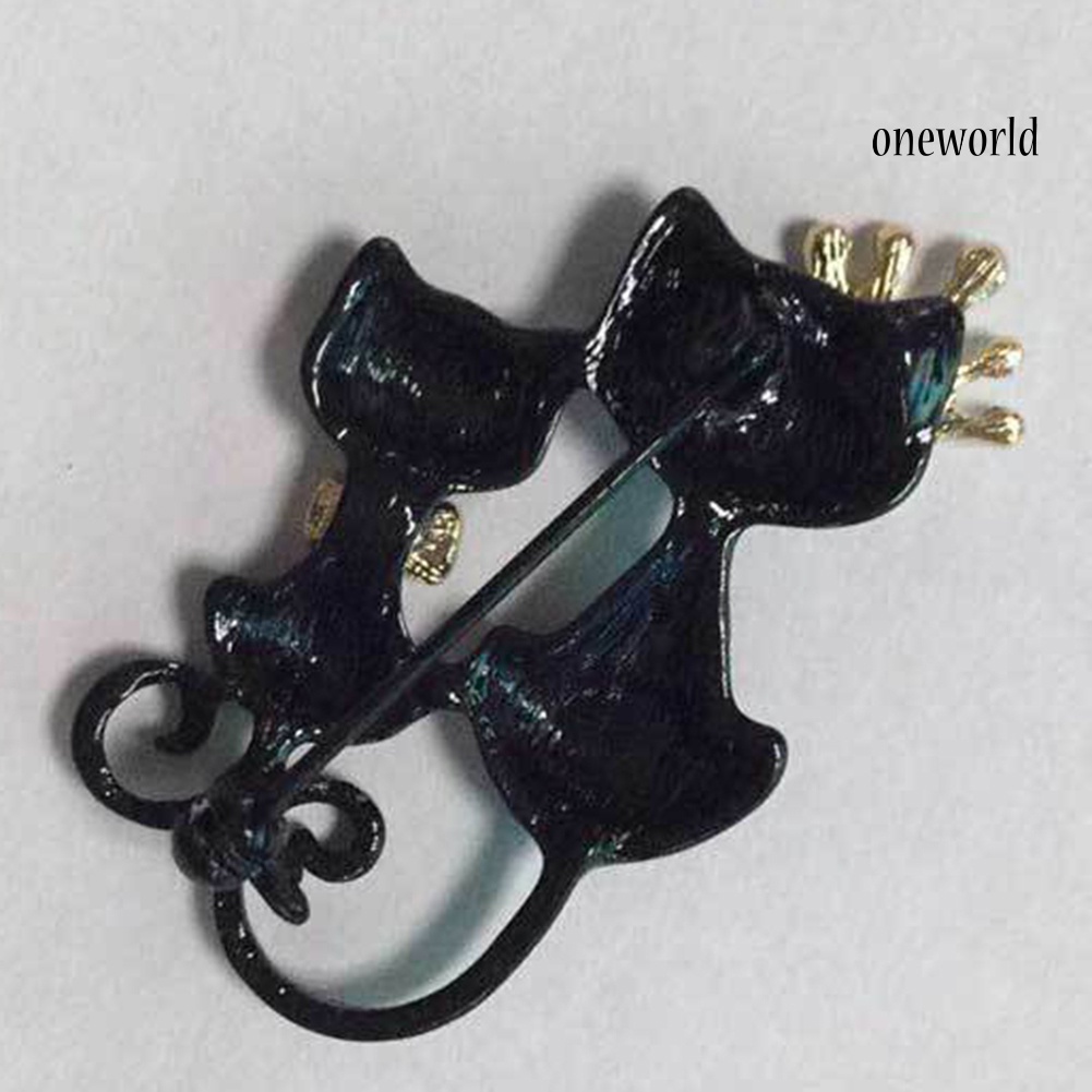 OW@ Women Rhinestone Inlaid Cat Crown Brooch Pin Badge Clothes Decor Jewelry Gift