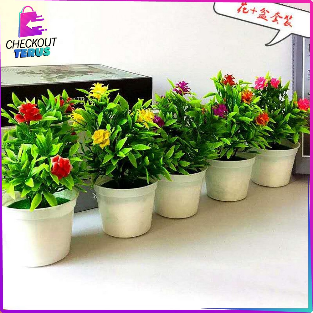 CT C83 C87 Ornamen Pot Bonsai Artificial Flower Dekorasi Ruang Tamu dan Pajangan Meja Bunga Hias Plastik