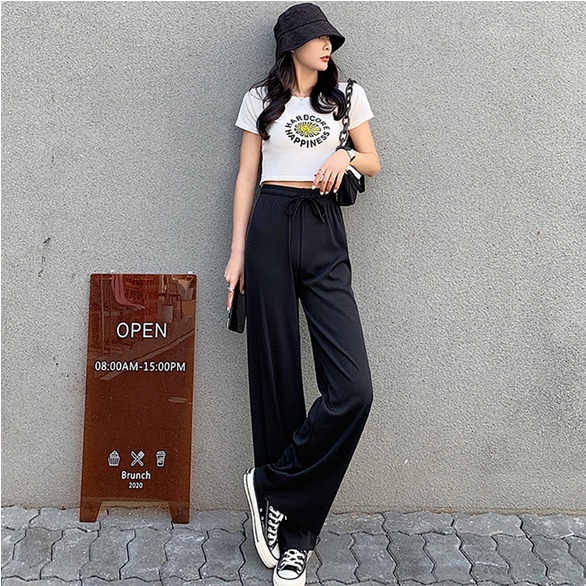 HOPYLOVY Celana Kulot Wanita High Waist Pants Korea Aneska / Celana Panjang Wanita Kulot Highwaist