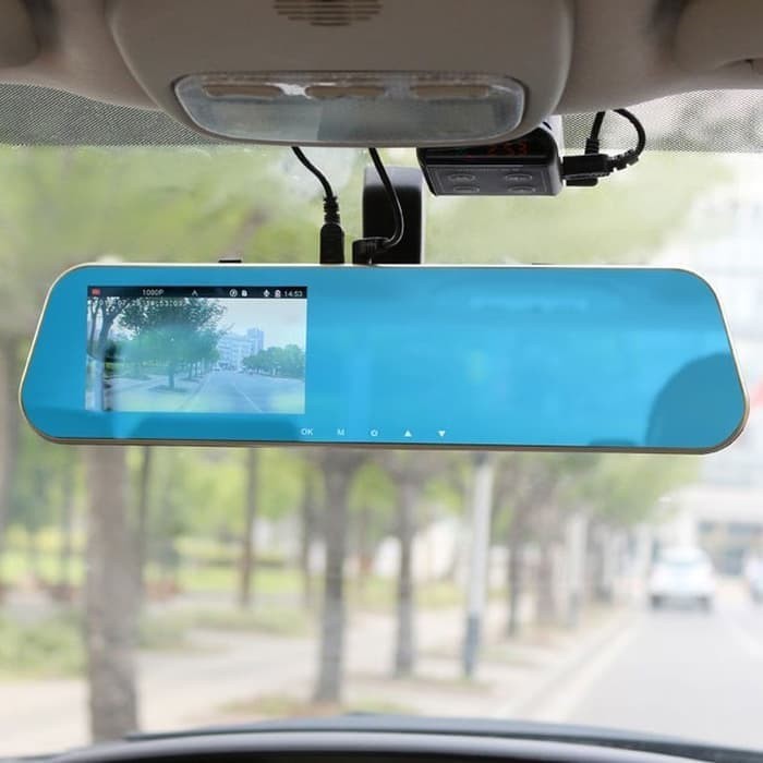 KACA SPION TENGAH DUAL CAMERA DVR 1080P 4.3INCH SPION MOBIL