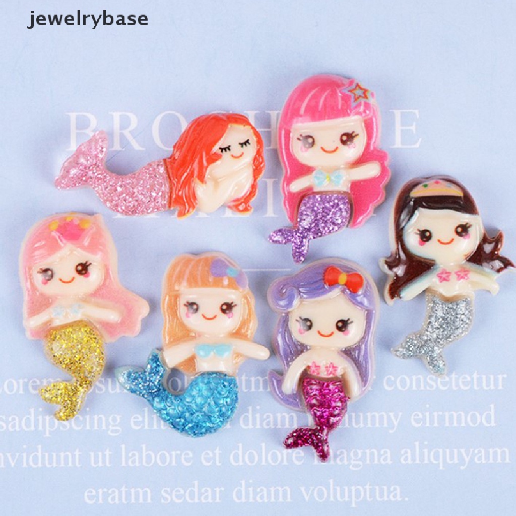 10pcs / lot Cabochon Resin Flatback Desain Kartun Mermaid Kawaii