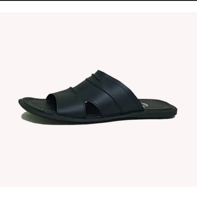 PROMO... Sandal Pria Kulit Asli (Ukuran Besar Kaki Jumbo) Sendal Selop Flat Slide Bapak2 Big Size