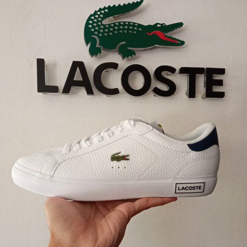 lacoste powercourt trainers in triple white