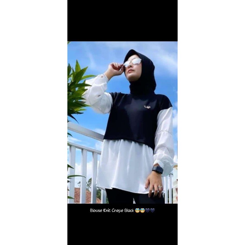 Blouse Knit Crepe Black Original by. MyLady