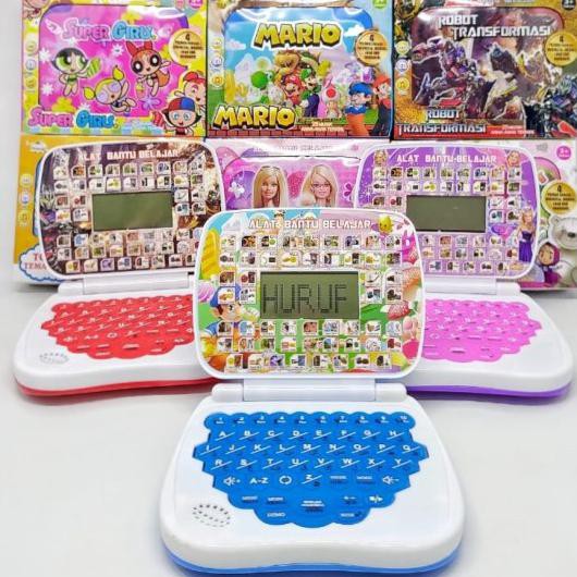 mainan anak edukasi laptop mini 4 bahasa + layar - laki-laki