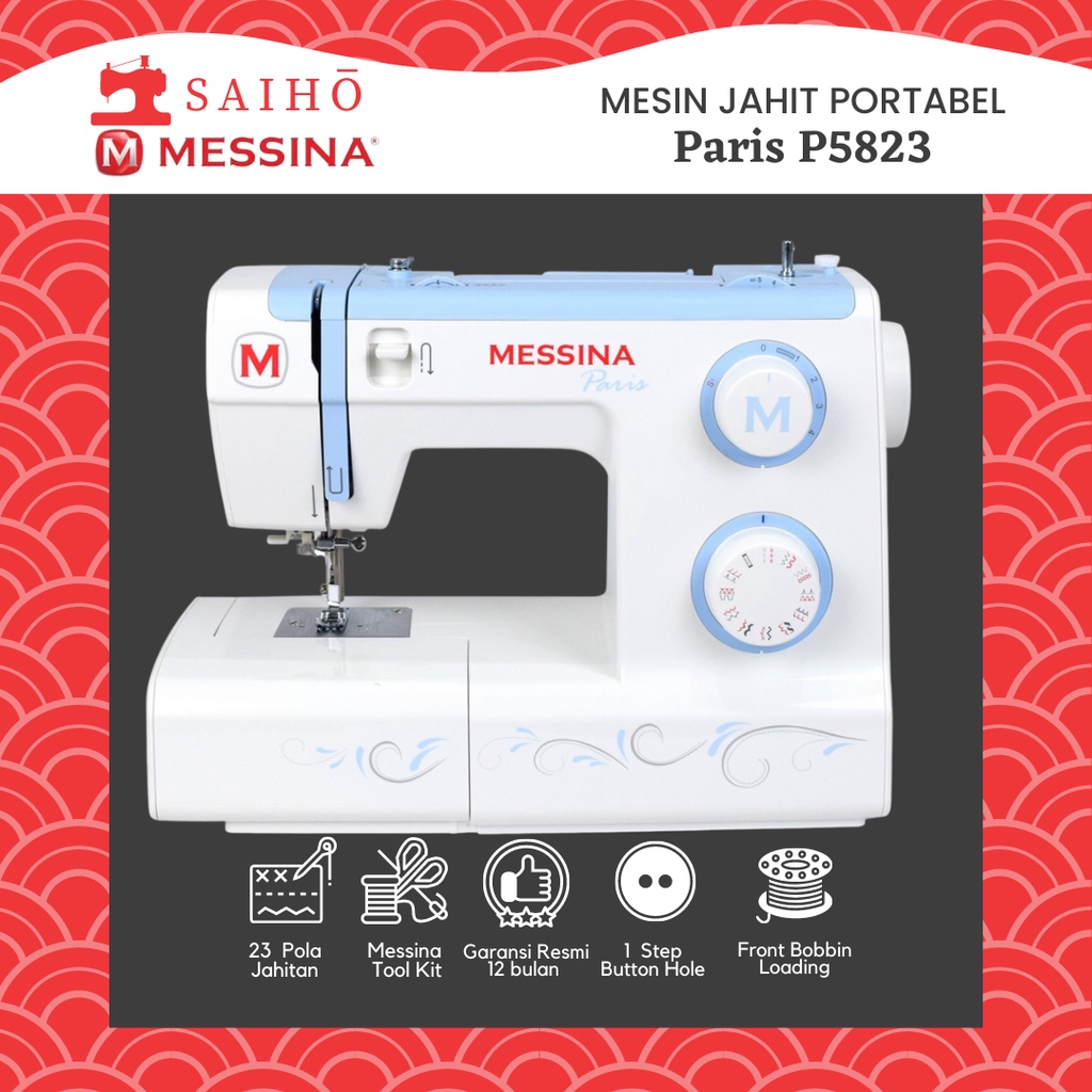 MESSINA PARIS P5823 / P 5823 Mesin Jahit Portable Multifungsi