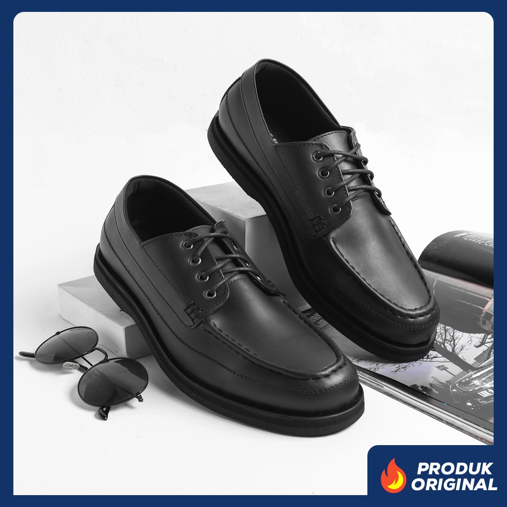 MORRIS BLACK ORIGINAL x ARF Sepatu Formal Hitam Tali Pria Pantofel Kerja Kantor Dinas Resmi Guru Kantoran Pesta Pernikahan Kondangan Nikah Undangan Wedding Wisuda Kuliah Modern Casual Derby Oxford Semi Kulit Premium Footwear Keren Terbaru Kekinian Branded