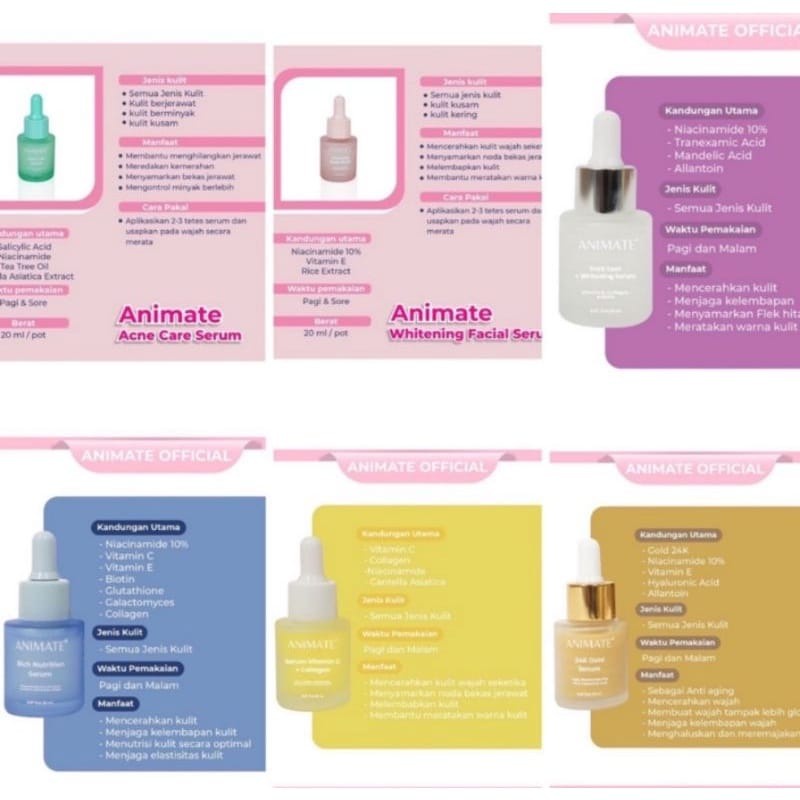Jual Serum Animate Tersedia 6 Varian / New Face Serum Animate Original