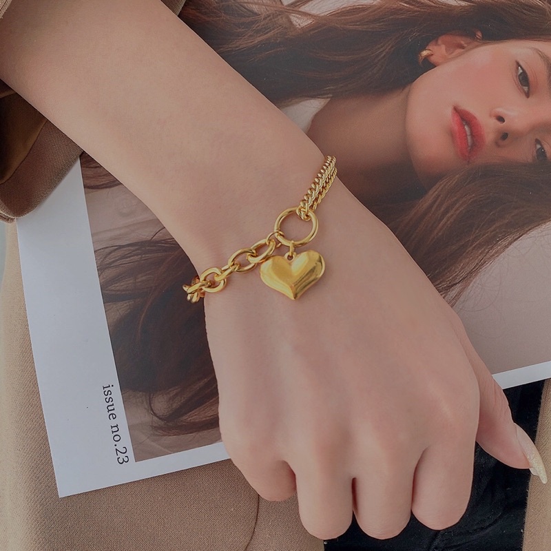 Gelang Titanium Love Gold 18K Sisik Naga Vintage Fashion Korea Style