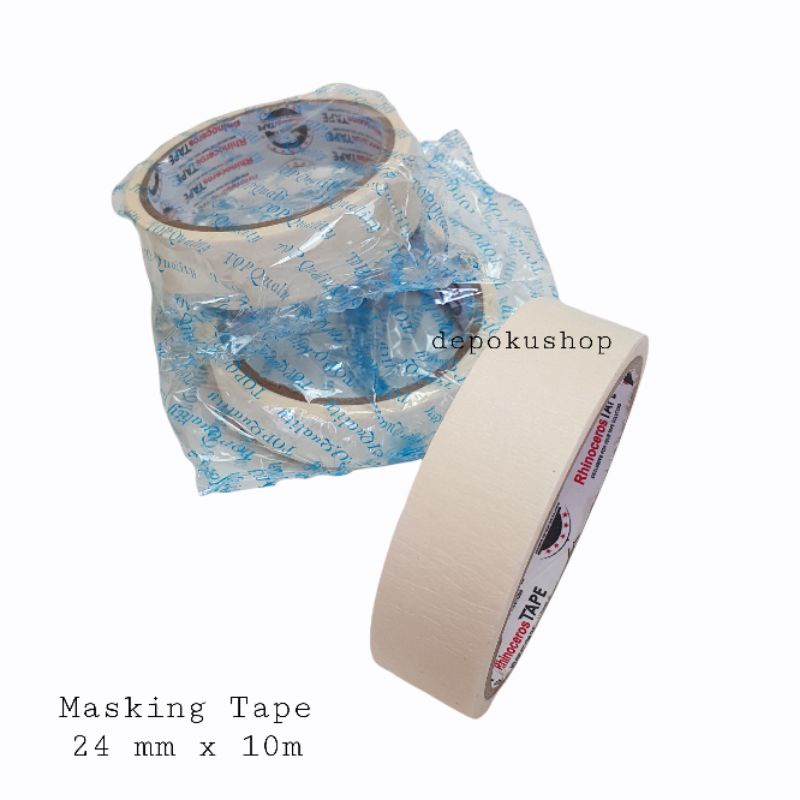 

Lakban Kertas Masking Tape Rhinoceros Tape Putih 24 mm x 10 m