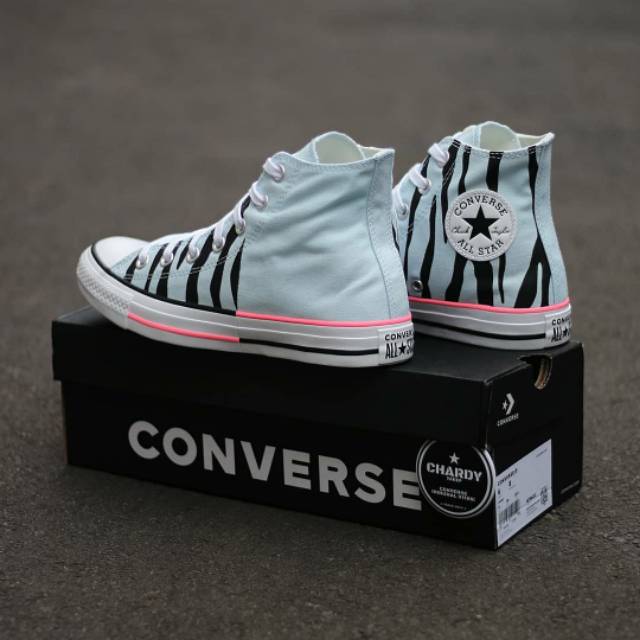 Sepatu Sneakers Wanita CONVERSE CT AS High Icon Print Agate Blue Original 167662C