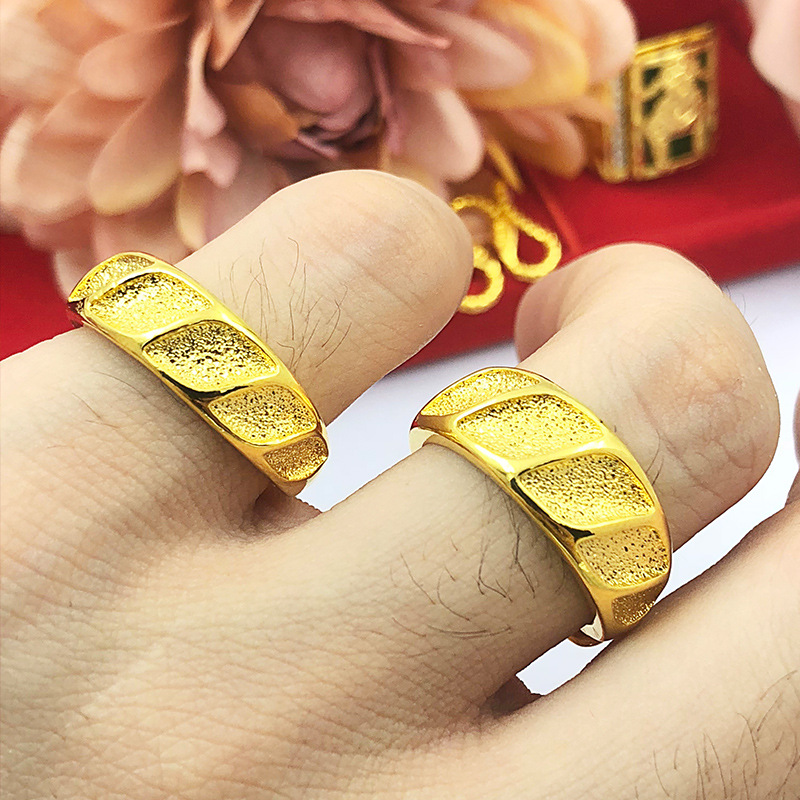 Cincin Lapis Emas Asli Kadar 375 Model Terbuka Dapat Disesuaikan Gaya Korea Untuk Pasangan