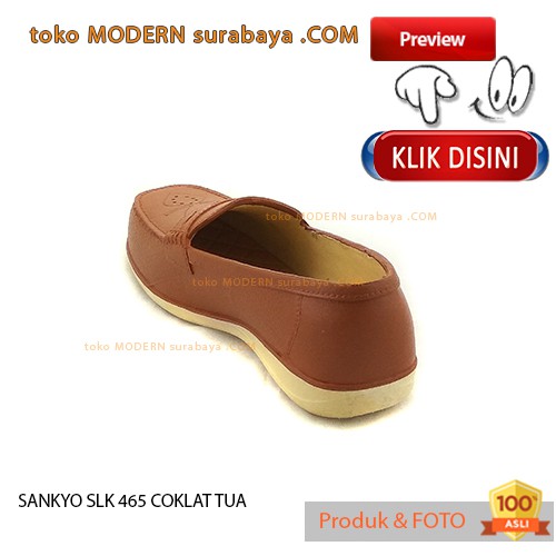 SANKYO SLK 465 COKLAT TUA sepatu wanita flat karet sli on