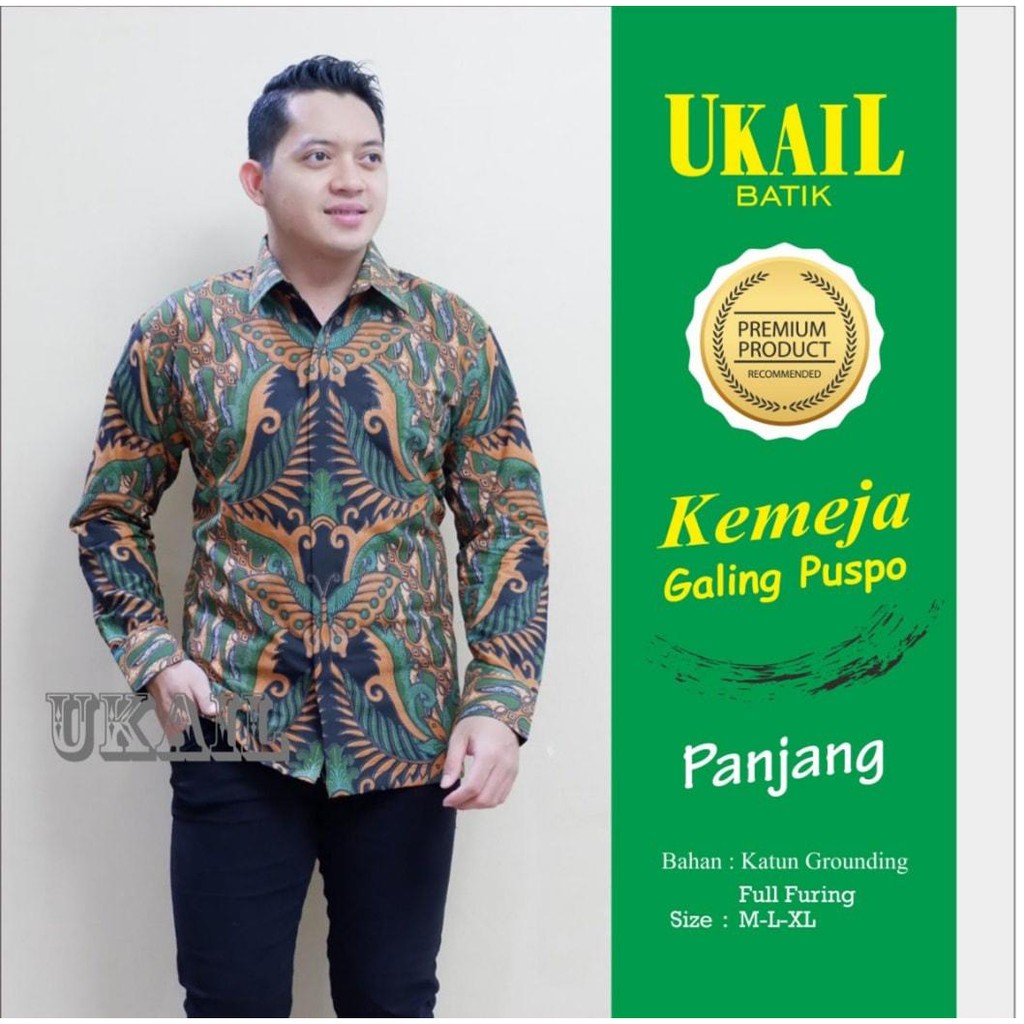 GALING PUSPO Kemeja Batik Pria Lengan Panjang Katun Halus FULL FURING Batik UKAIL