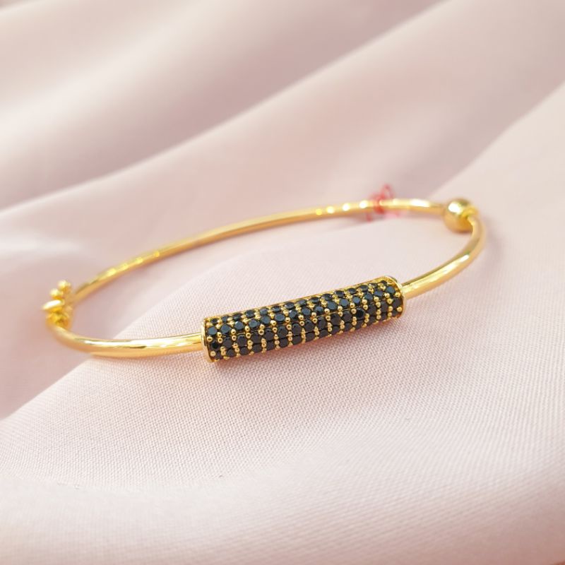 [NEW] Gelang tangan bangle permata hitam emas asli kadar 750, perhiasan emas, gelang dewasa, gelang 
