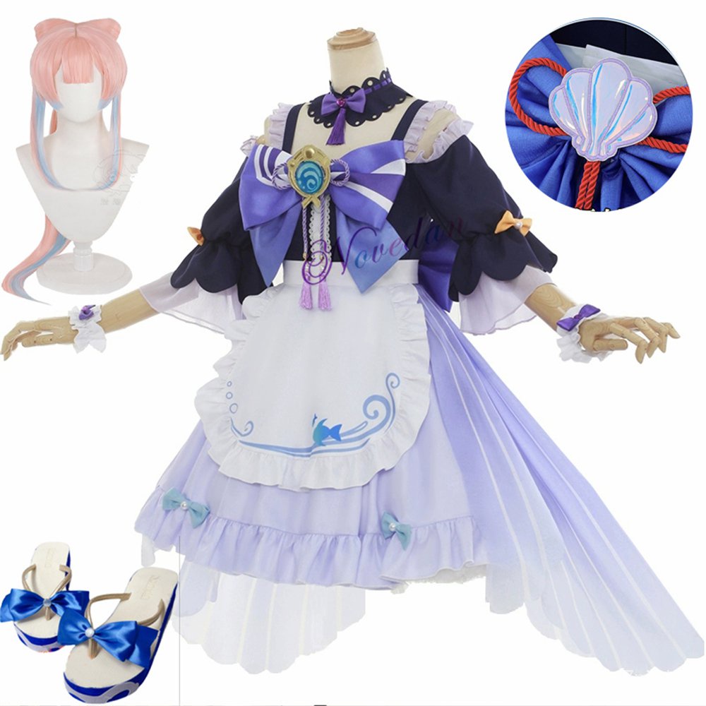 Game Genshin Impact Cosplay Sangonomiya Kokomi Maid Costume Cute Lolita Dress Women Girl Costume Hal