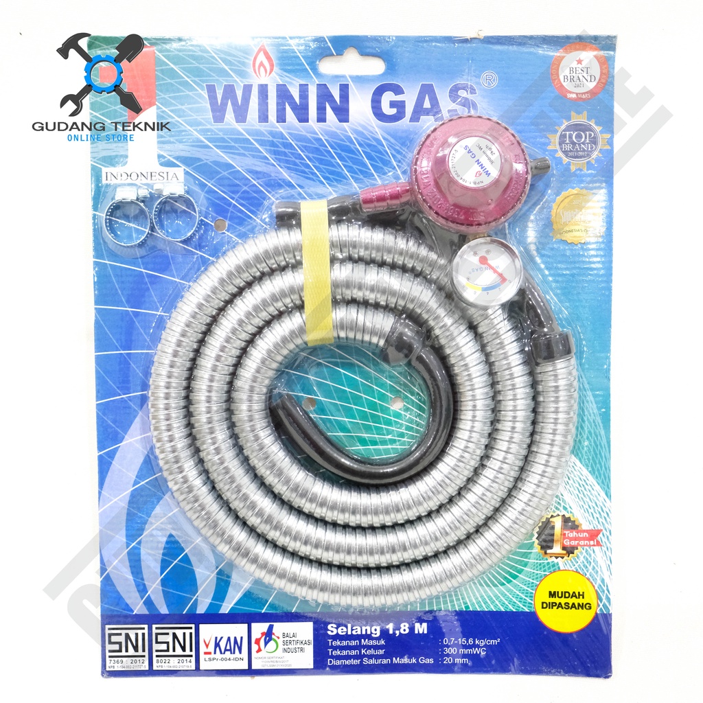 PAKET Regulator Selang Gas SET WINN GAS SNI / Regulator SELANG SPIRAL Gas Lpg WINNGASS WINGGAS