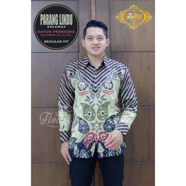 PARANG LINDU HIJAU Kemeja Batik Pria Katun Primisima Full Furing