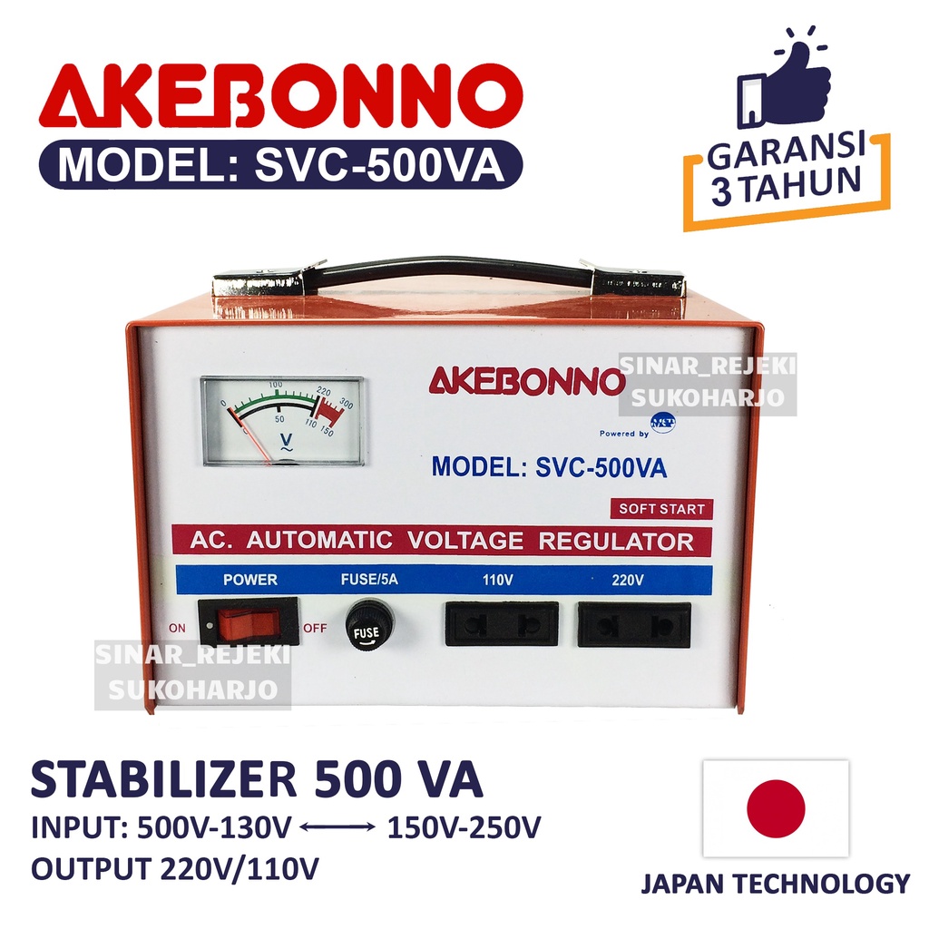 Stabilizer Akebonno 500VA Stavolt Listrik Stabiliser SVC 500N 500 VA