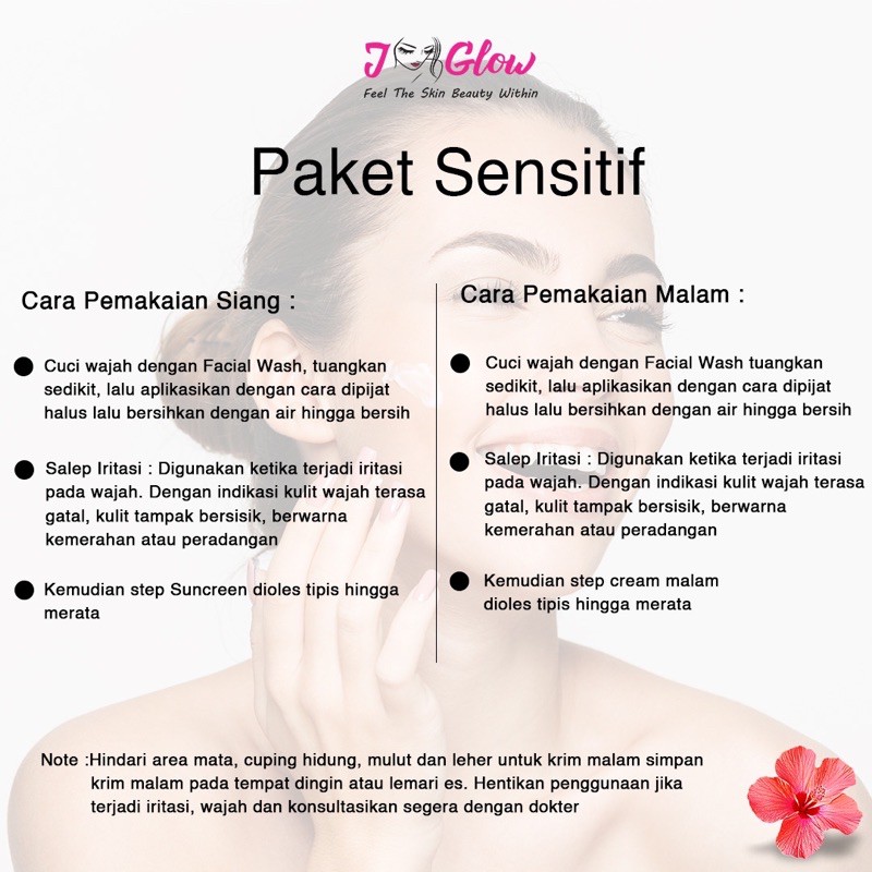 Jglow Skincare Paket Sensitif Whitening JNC 4 klinik Skin dokter Cream glowing Perawatan Paket Kecan