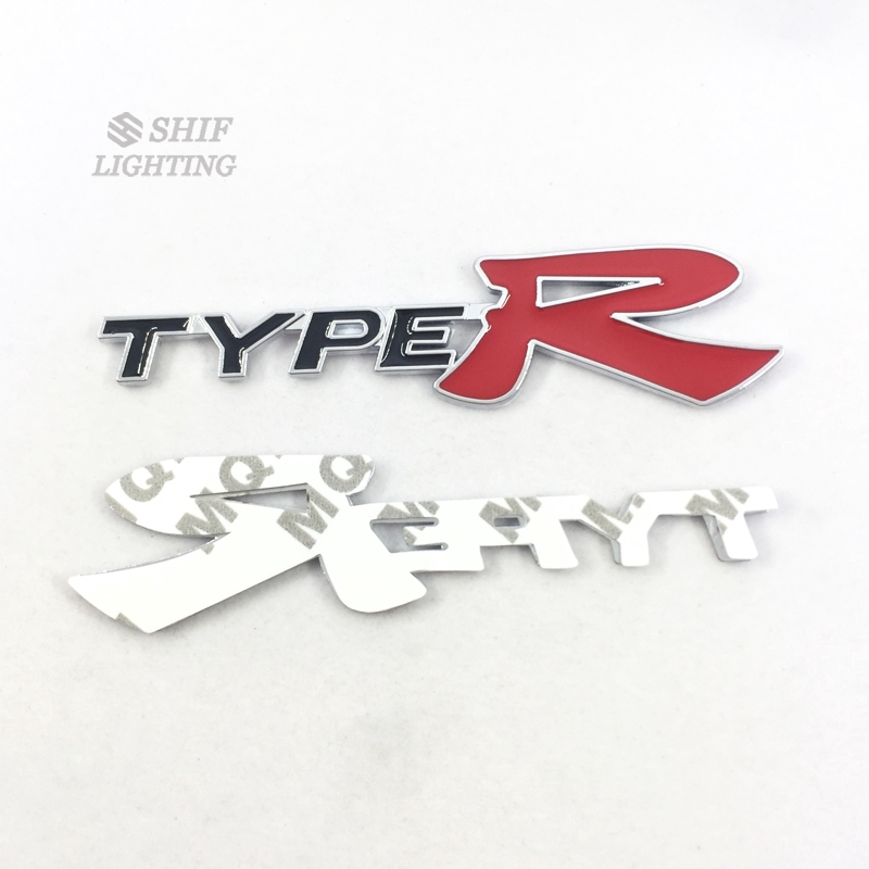 1Pc Stiker Emblem / Badge Logo typer Type R Bahan Metal untuk Bagasi Belakang Mobil