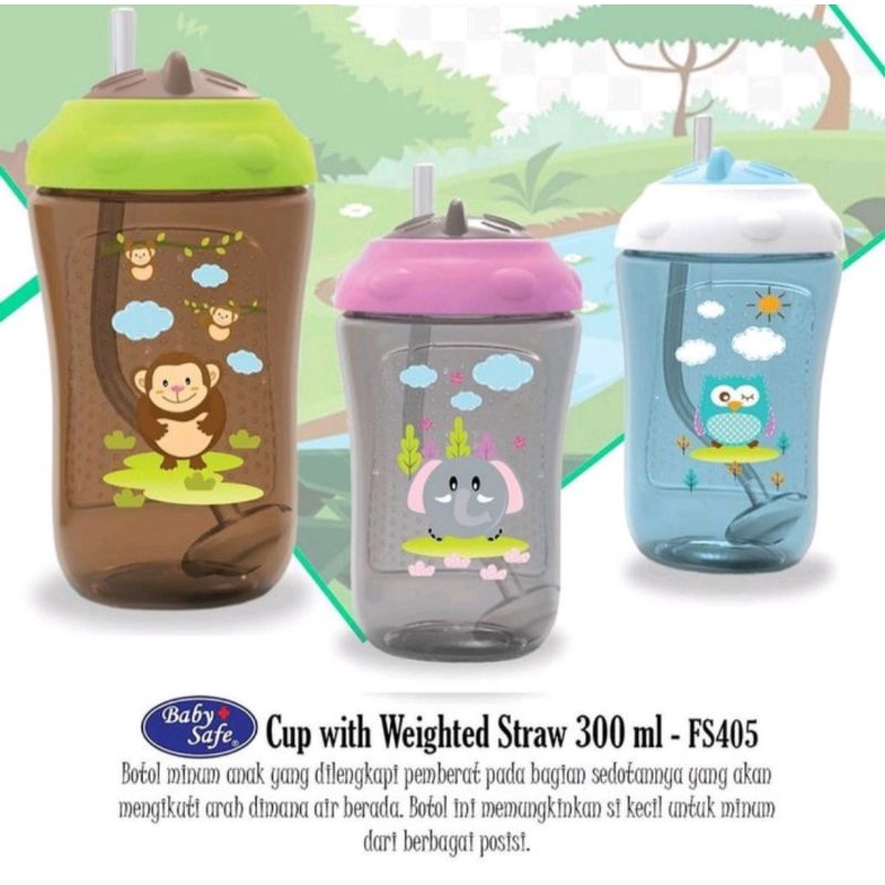 Babysafe weighted straw cup 300ml FS405 / Botol minum 300ml