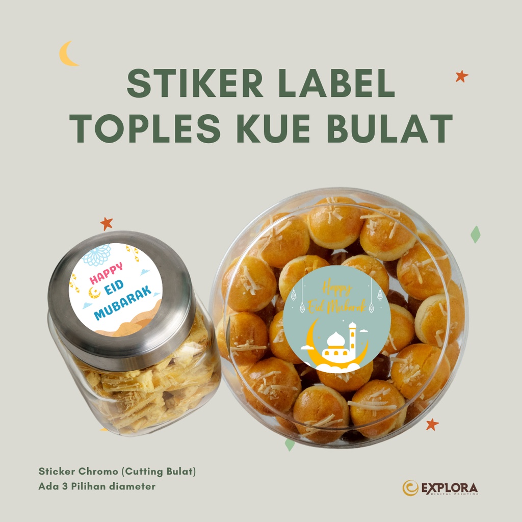 [Bulat] Sticker Toples Kue Kering Nastar Lebaran 2025 Label Toples Kue Custom