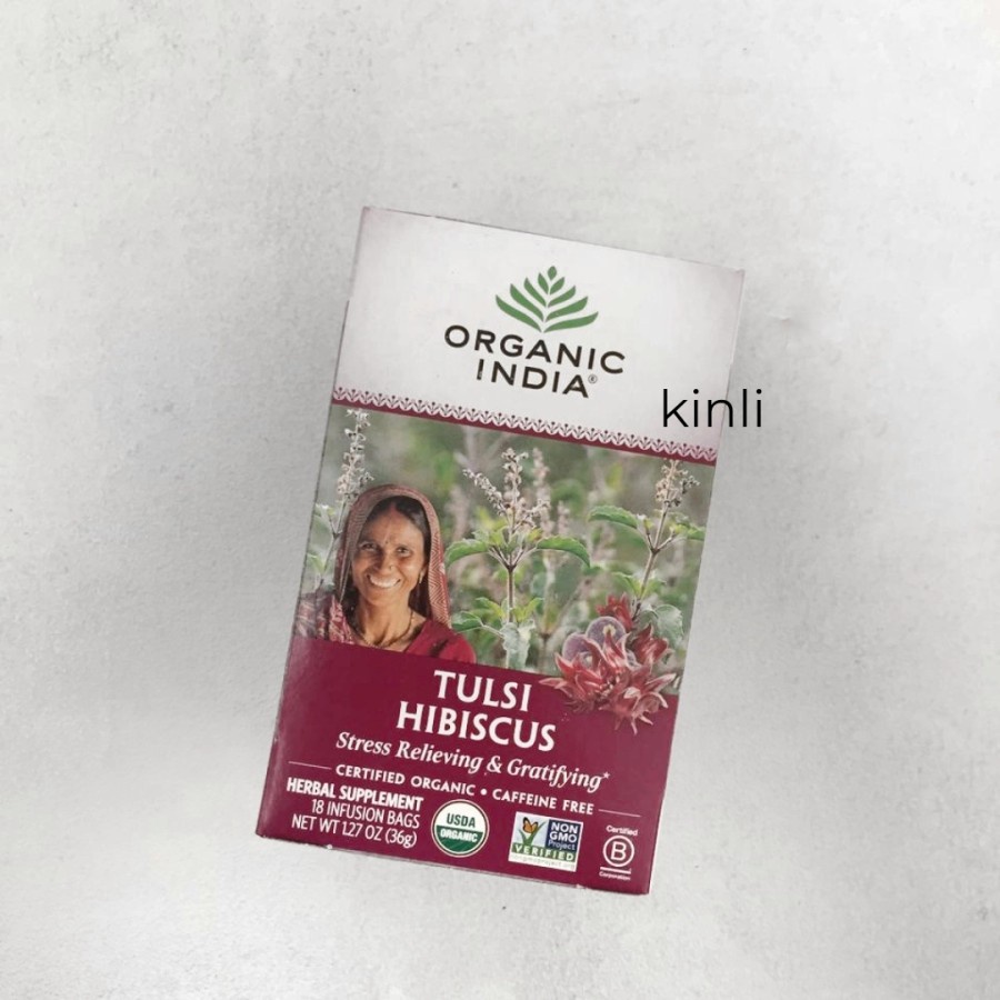 organic india tulsi tea hibiscus caffeine-free 18 infusion bags1.27oz