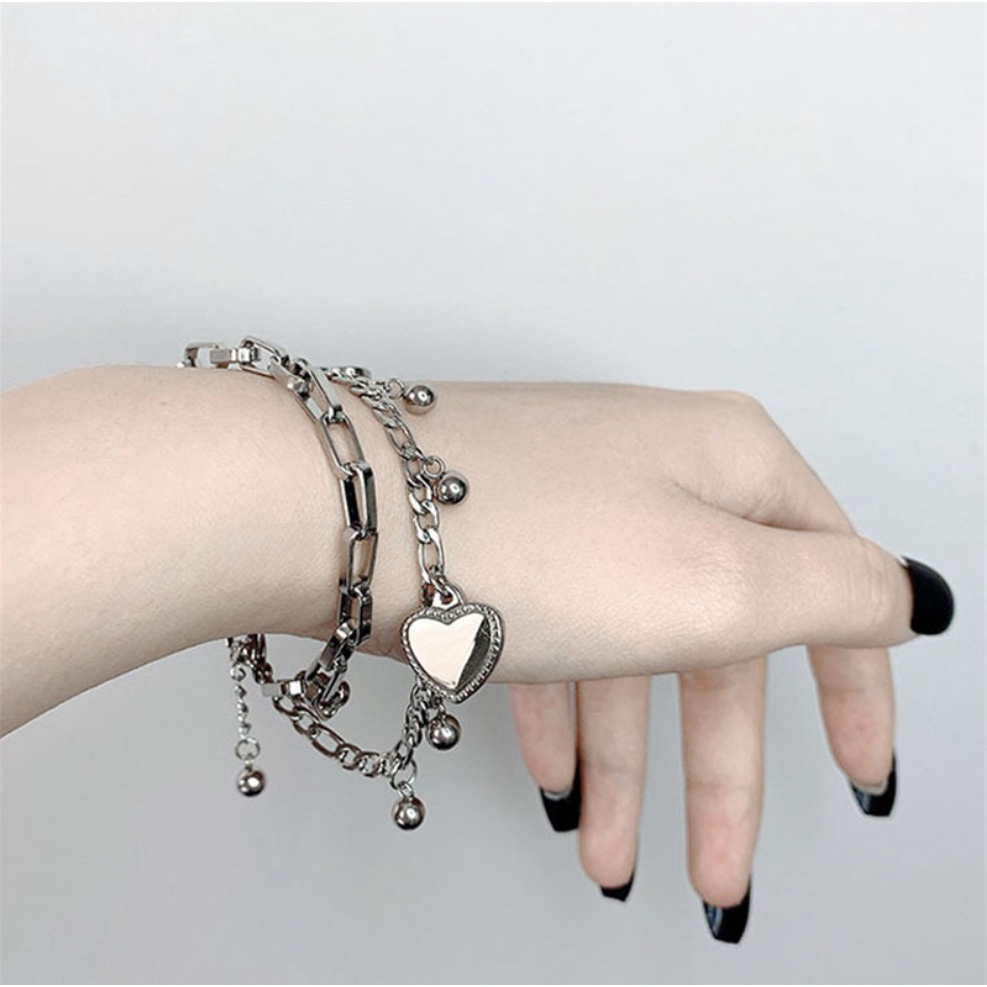 Gelang Tangan Wanita RANTAI R3734 2 Layers Tumpuk Love Cinta Kasih Korea Fashion Elegan Women Bracelet Jewelry