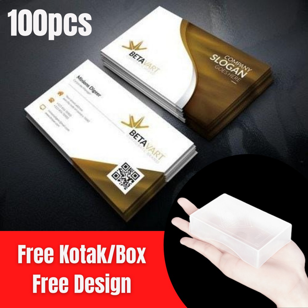 

Kartu Nama Cetak 100pcs Free Design & Box Kualitas Mantap Finishing Laminasi Doff/Glossy