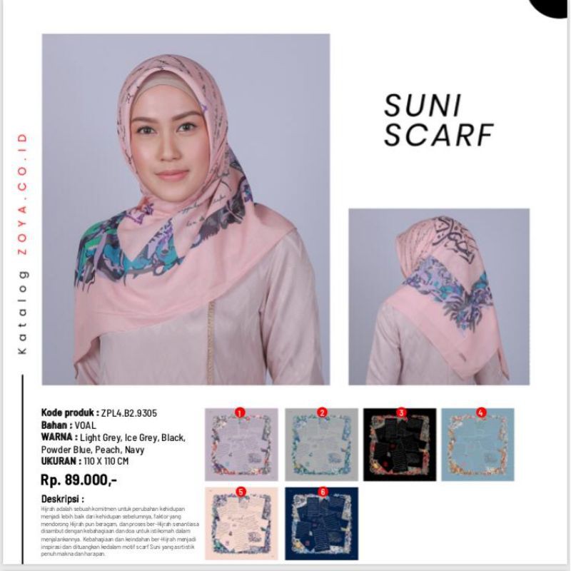 Zoya Hijab Kerudung Segi Empat Suni Scarf