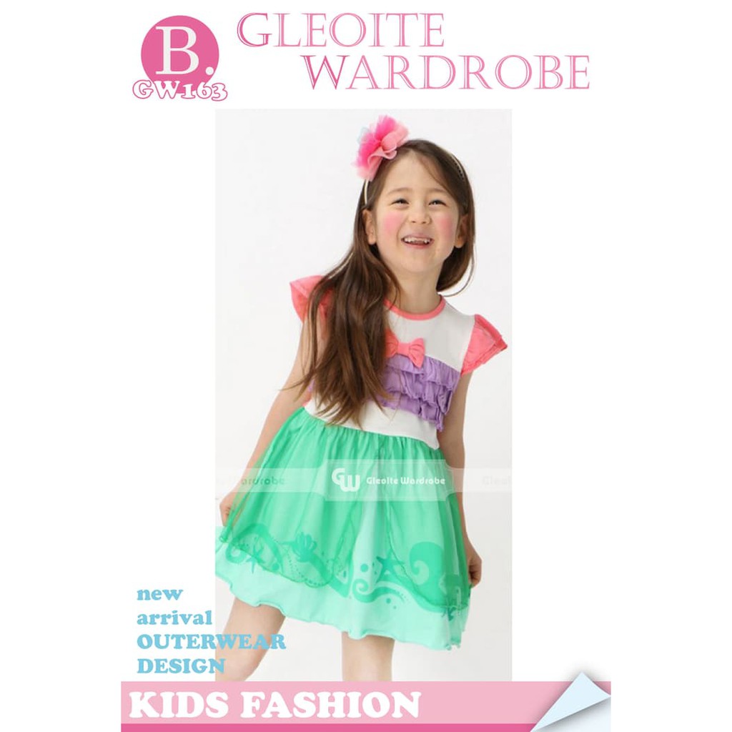 GW 163 B - Gaun Anak - Dress Import - Kostum Ariel Disney Princess
