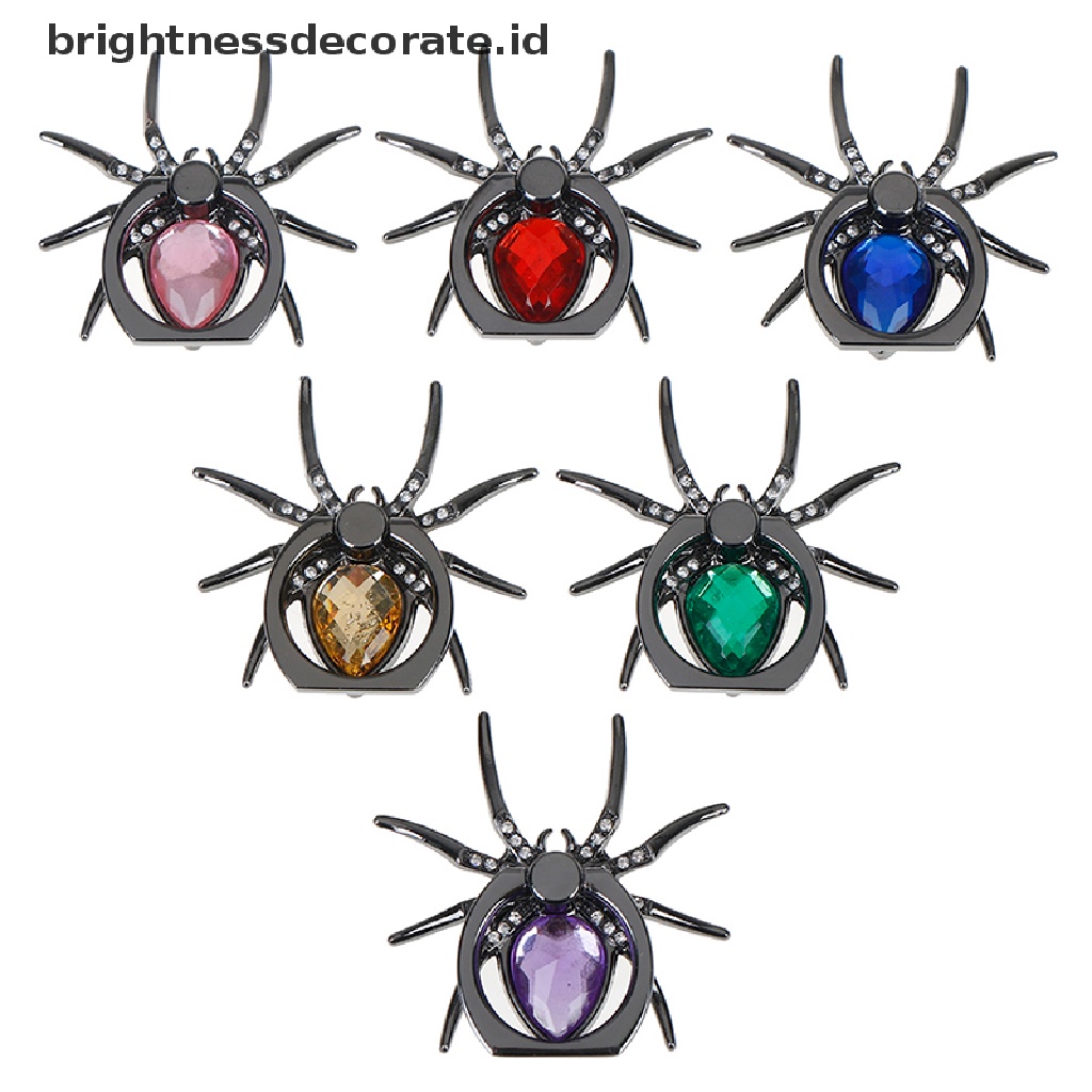 (Birth) Ring Holder Hp Bentuk Laba-Laba Bahan Metal Bisa Berputar 360 °