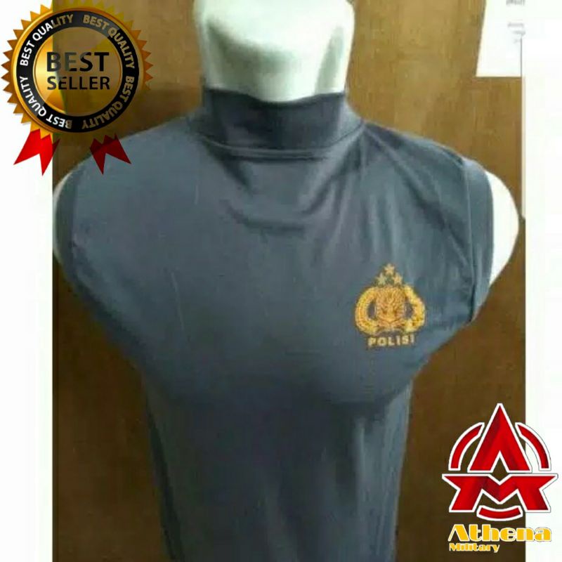 Kaos oblong Polisi tribrata abu lengan buntung leher tinggi belakang polisi|Kaos dalaman polisi