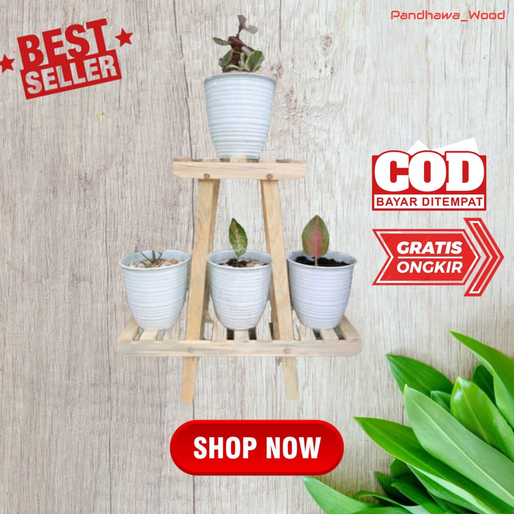 Rak Bunga Susun Kayu Minimalis..