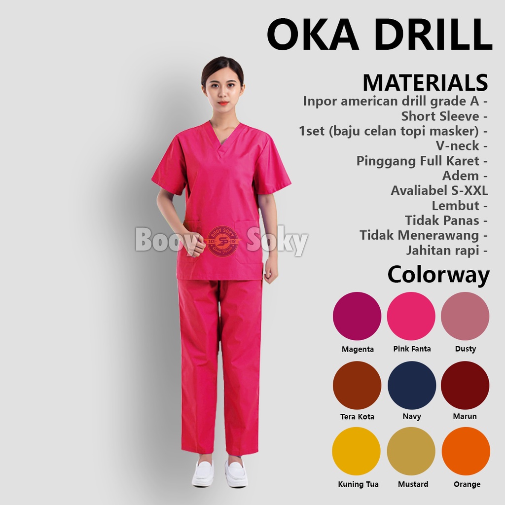 Baju OK / Baju Oka / Baju Jaga / Baju Medis / Baju Operasi - Lengan Pendek Pink Fanta