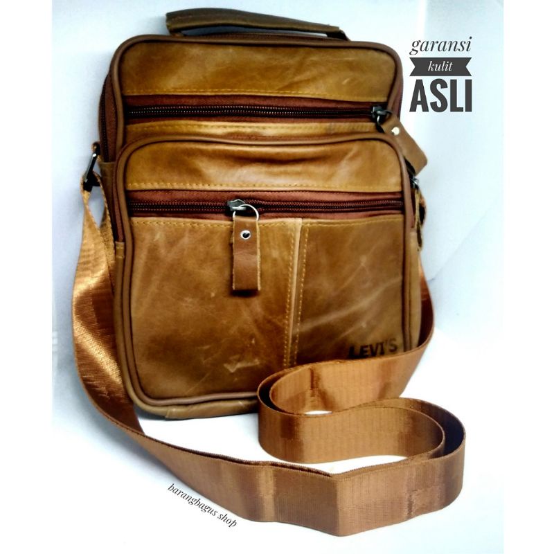 Tas Selempang kulit  import  Levis (garansi kulit asli)