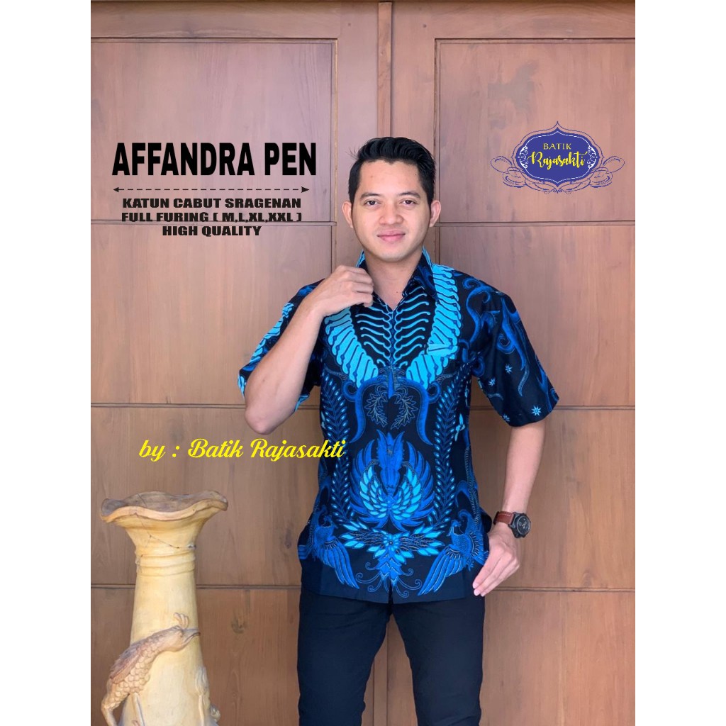 AFFANDRA PEN 2 Kemeja Batik Pria Lengan Pendek Katun Halus FULL FURING Rajasakti