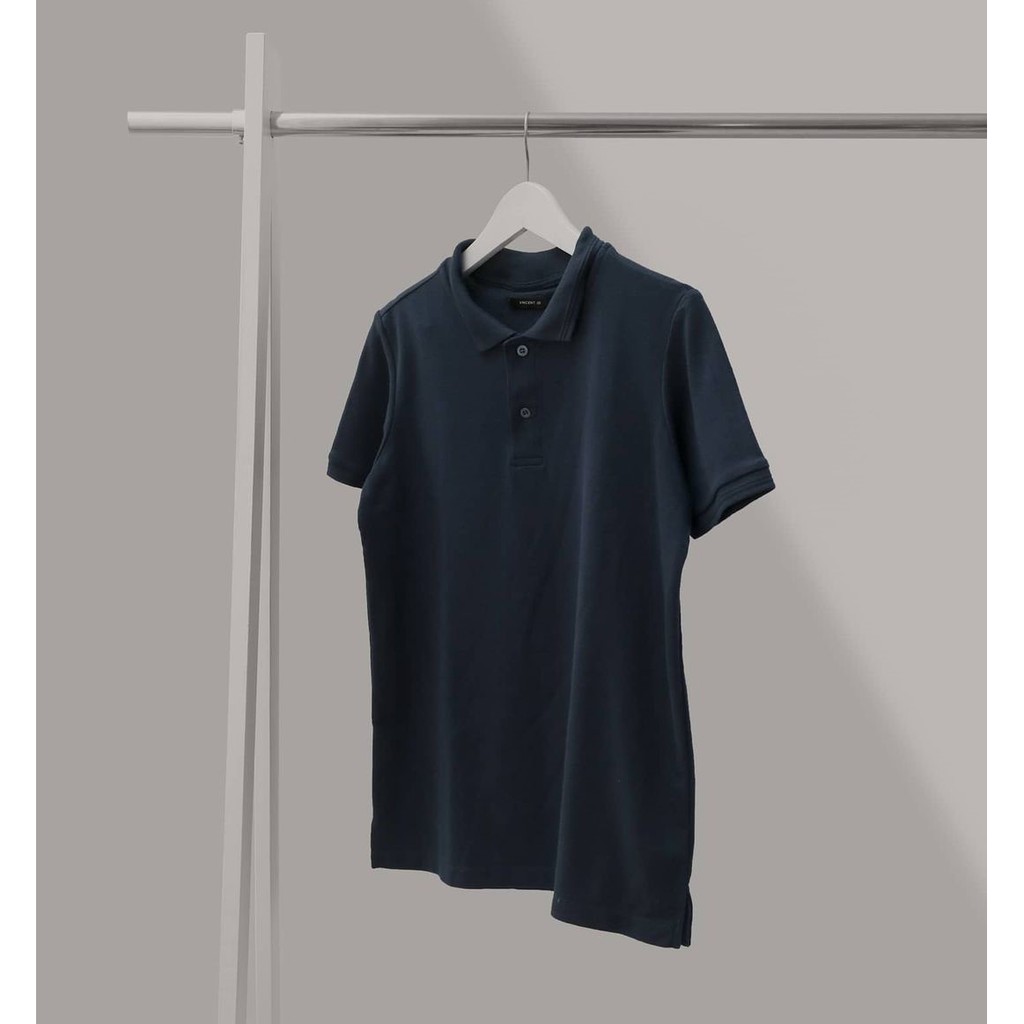 VncentID Kaos Polo Shirt Pria warna NAVY // BIRU DONGKER