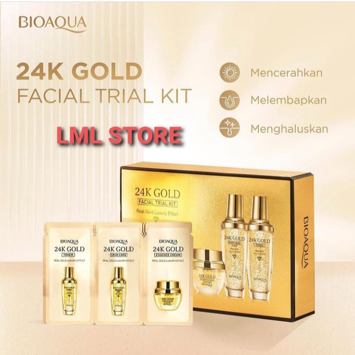 [BPOM] LML Store Bioaqua 24k Gold Facial Trial Kit Toner / Serum / Cream