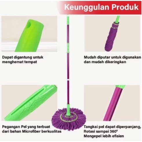 Barnik88 Alat Pel Lantai Putar Otomatis 360° Terbaru Praktis -  Magic Twist Mop Peras BJST-1