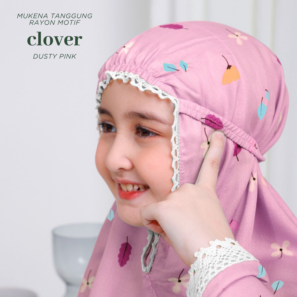 PUSAT MUKENA TASIK - MUKENA RAYON RENDA ANAK TANGGUNG MOTIF CLOVER