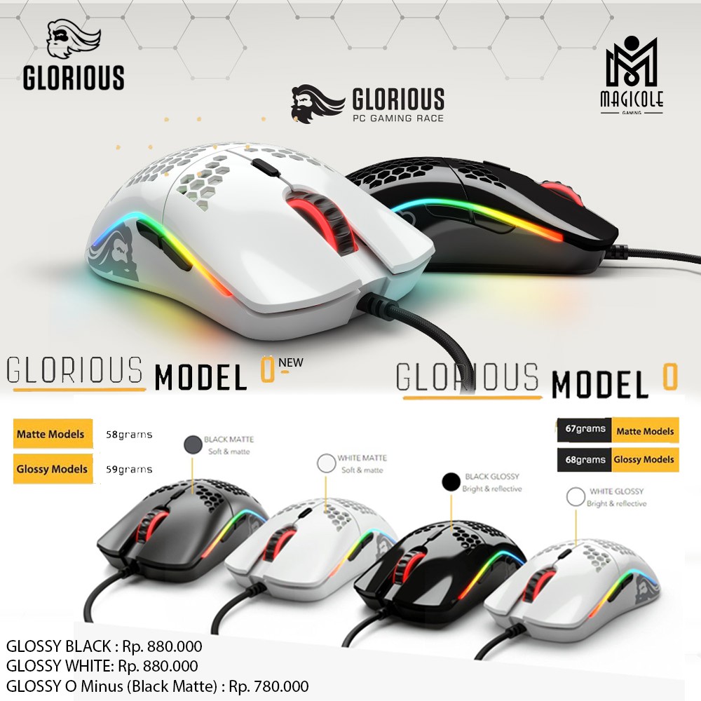 Glorious Model O Minus Glossy Black Gaming Mouse Shopee Indonesia