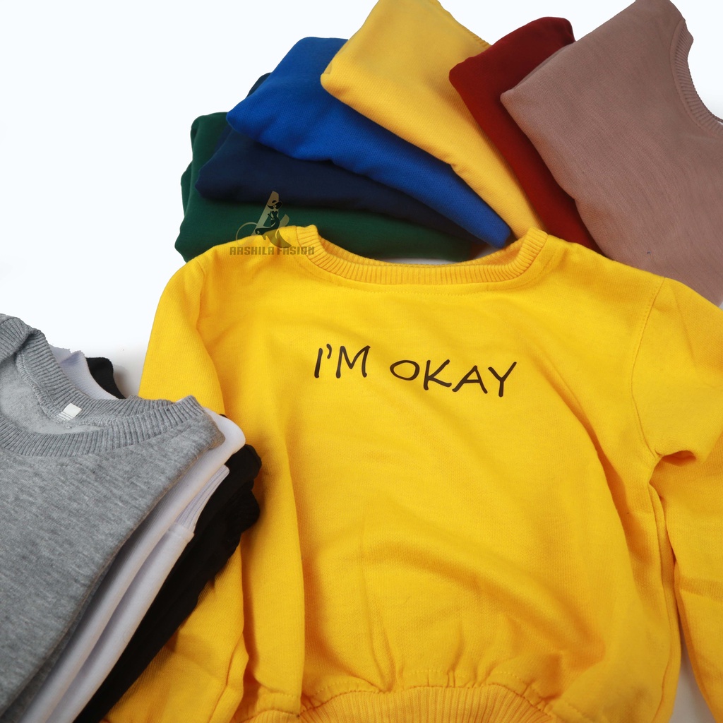 SWEATER POLOS ANAK TANPA KUPLUK SABLON IM OKAY