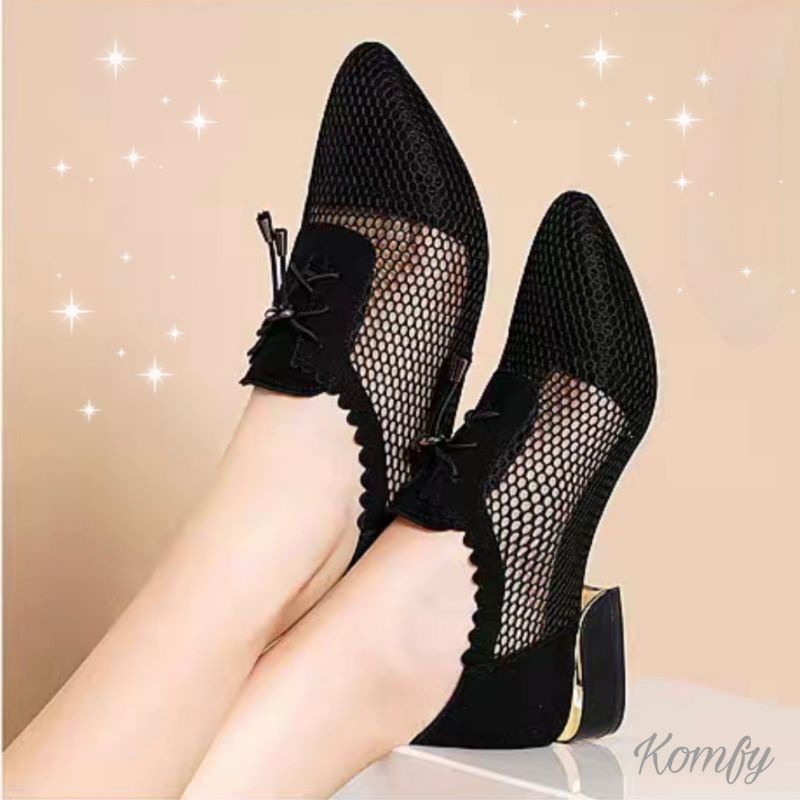 sepatu wanita import line dance dansa sneakers women casual formal shoes MESH HAK