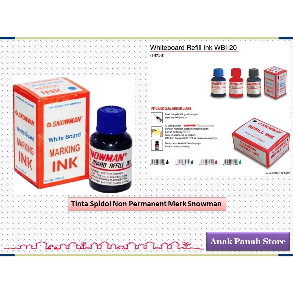 

Tinta Spidol Non Permanen / BoardMarker Merk Snowman BG-12