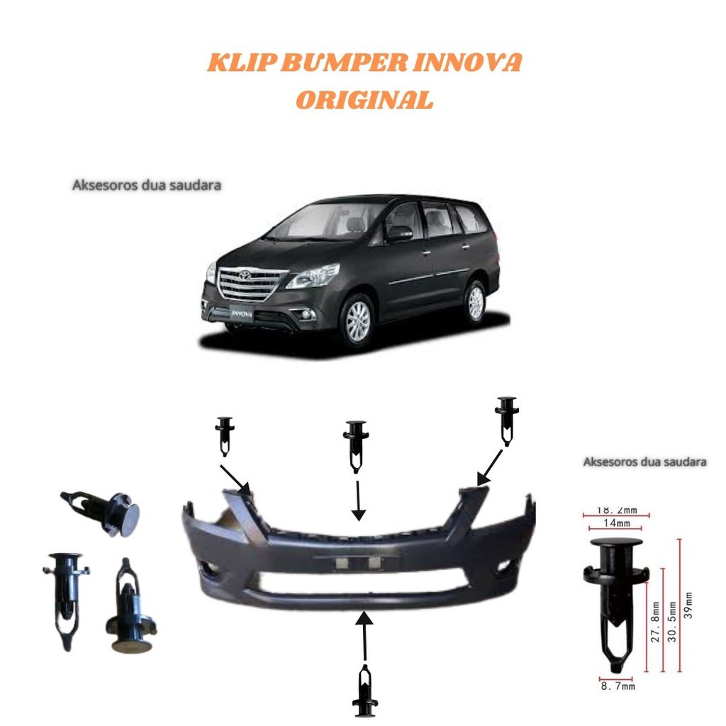 KLIP BUMPER CLIP BEMPER MOBIL TOYOTA INNOVA ORIGINAL OTOMOFIF AKSESORIS MOBIL INNOVA EKSTERIOR MOBIL